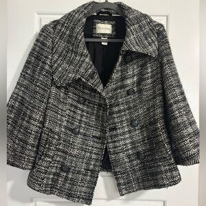 White House Black Market Wool Blend Peacoat – Black & White Tweed – Size S